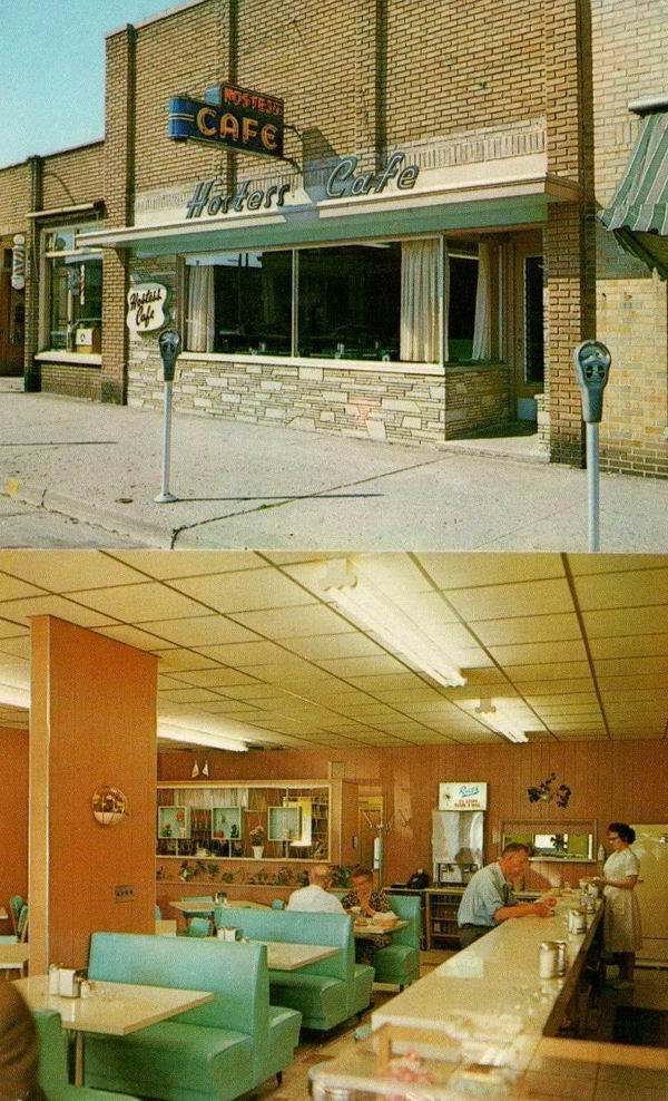 Hostess Cafe - Old Postcard Photo